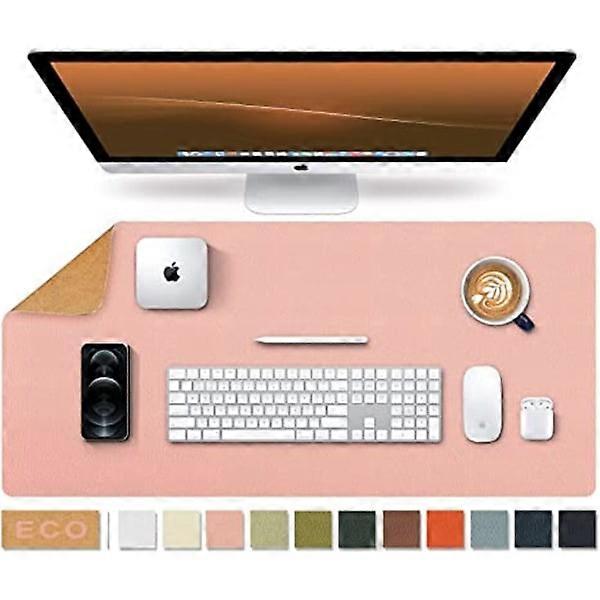Large Natural Cork and Leather Waterproof Keyboard Pad, Office/Home/Game/Decorative Mouse Desk Pad (Pink, 23.6 x 11.8 inch)