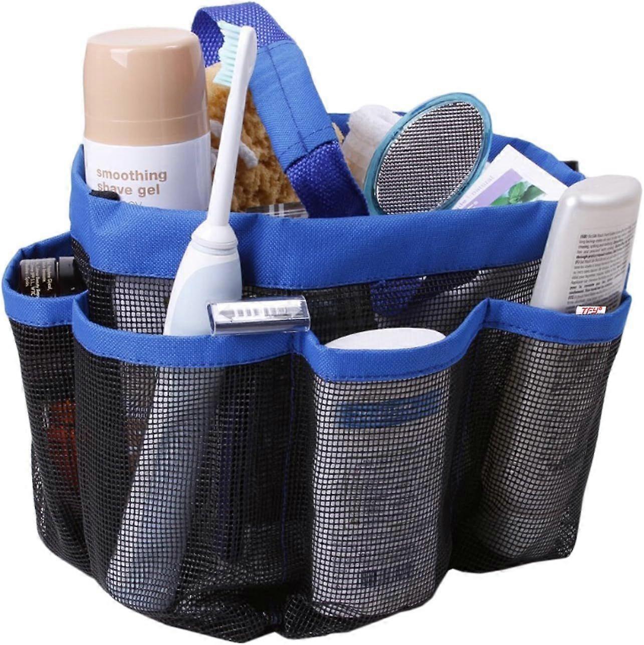 Mesh shower caddy 7 pockets for shampoo soap conditioner toothbrush