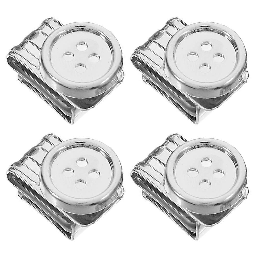 Metal Suspenders Buttons Movable No Sew Clips for Jeans Pants Replacement Silver 4pcs