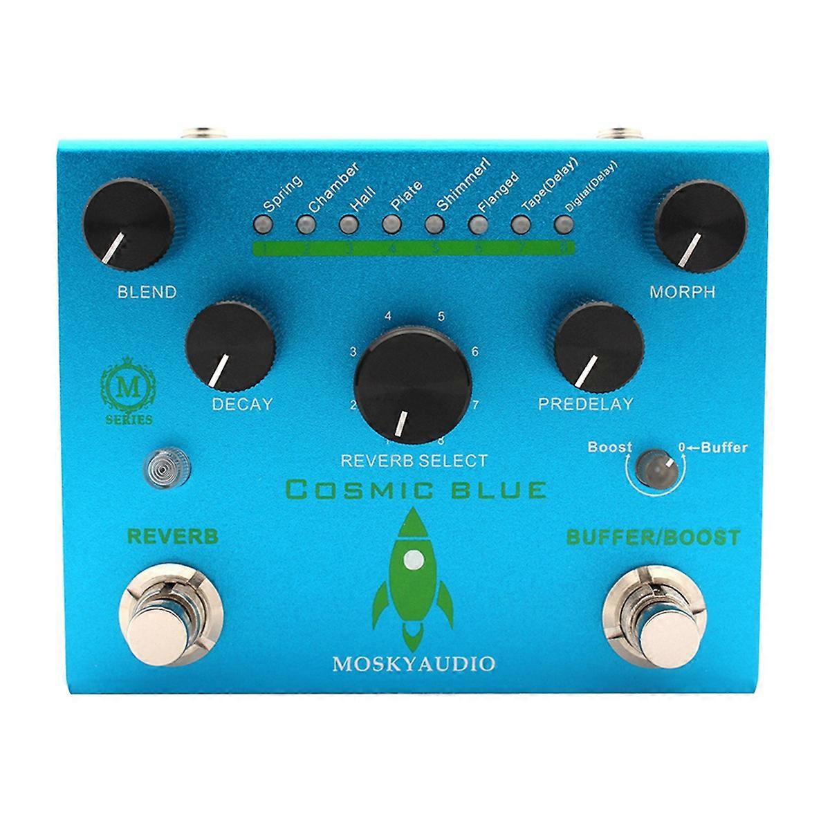 COSMIC BLUE Gitarr Bas Effekter Pedal Reverb 8 Modeller Funktion Ljudprocessor för Gitarr och Bas