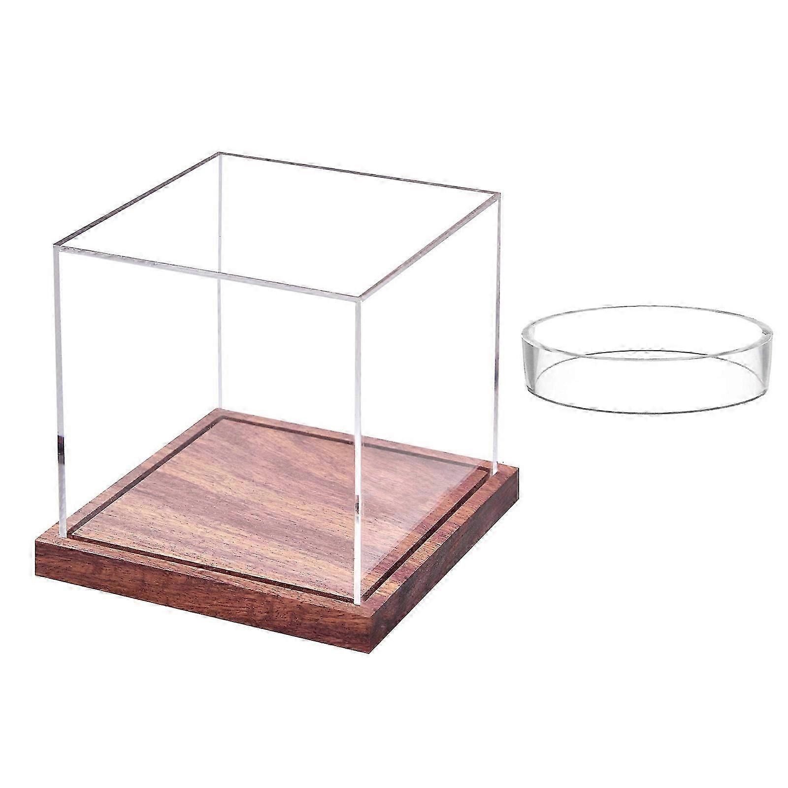Baseball Display Case Acrylic Stand With Solid Wood Base Display Cubes Box for Single Ball Signature Protecting