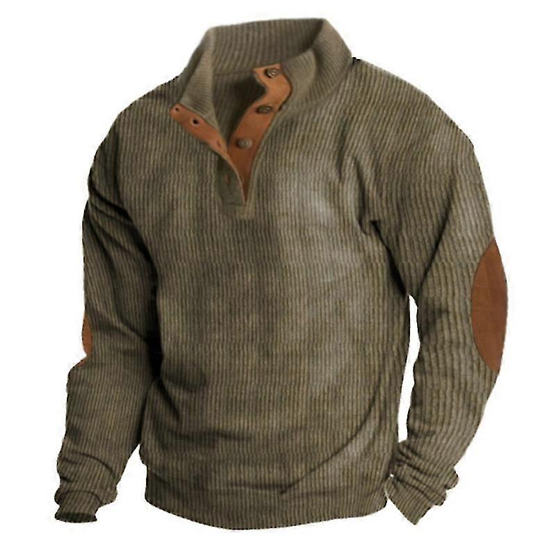 Men's casual corduroy sweater with button front design