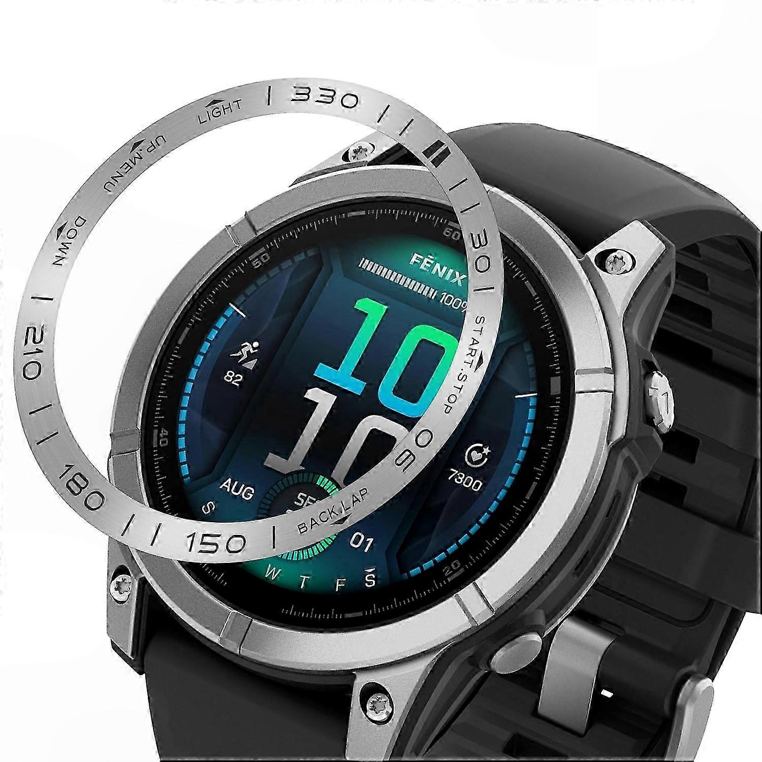 Silver/Black Metal Bezel Ring for 47mm Watch Dial Circle, Stylish Design-Compatible with Fenix 8 Series