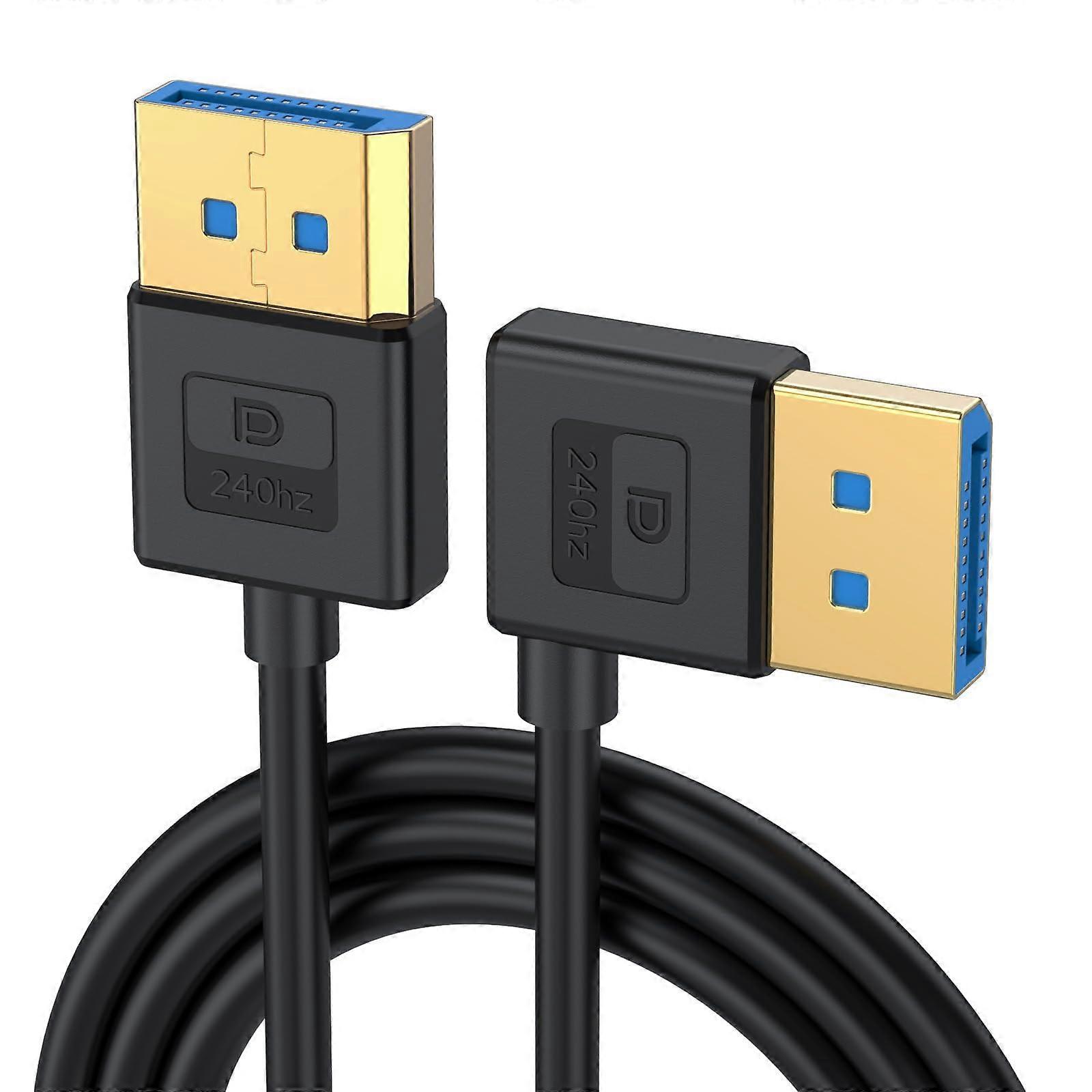 Silicone DisplayPort 1.4 Cable 90° Angled, 8K 60Hz & 4K 144Hz, Flexible Lengths 30-100cm, High-Speed Video Cord