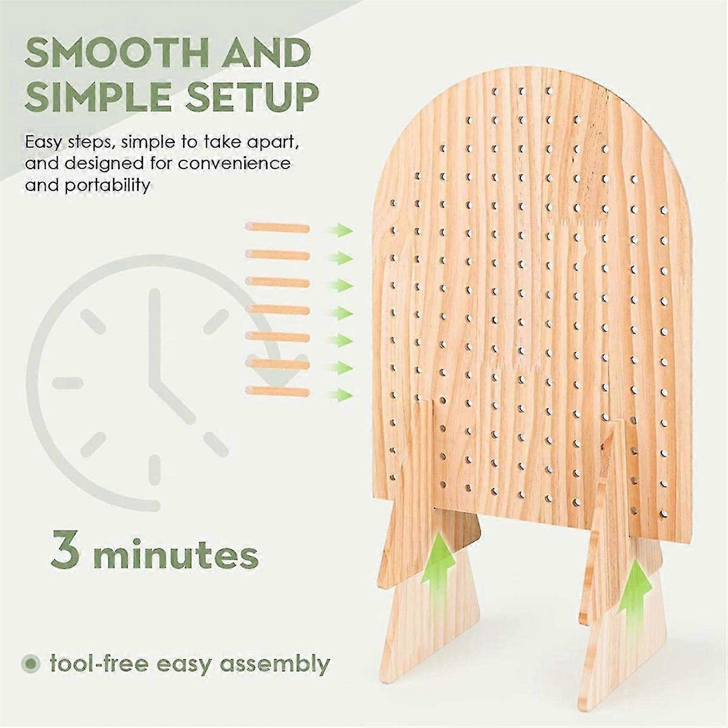 2 عبوة خشبية Pegboard عرض موقف مع 25 قطعة قضبان وتد خشبية