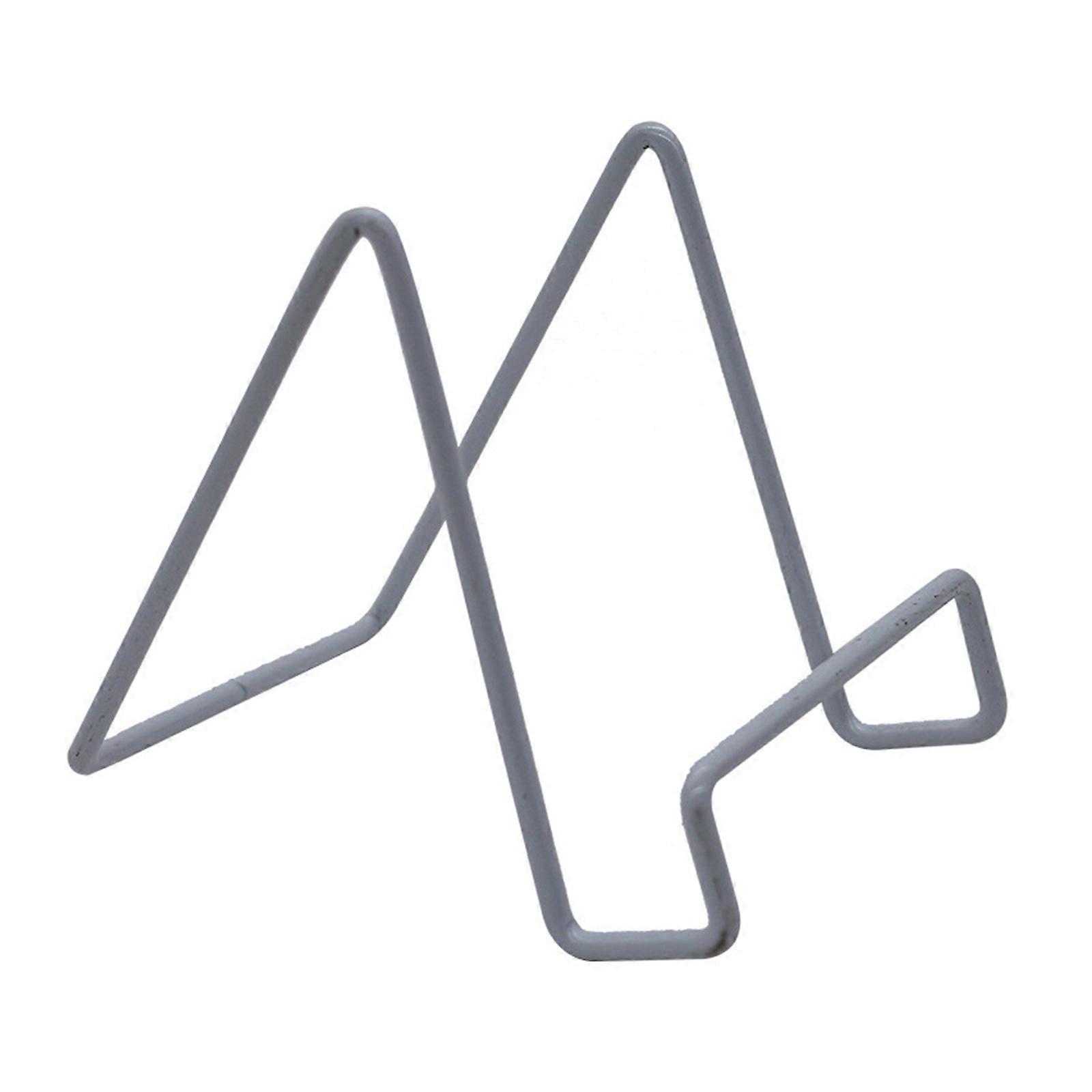 Sturdy Metal Desktop Display Rack Small Plate Holder Multi Functional Storage Space for Books Electronics Decoration  White S