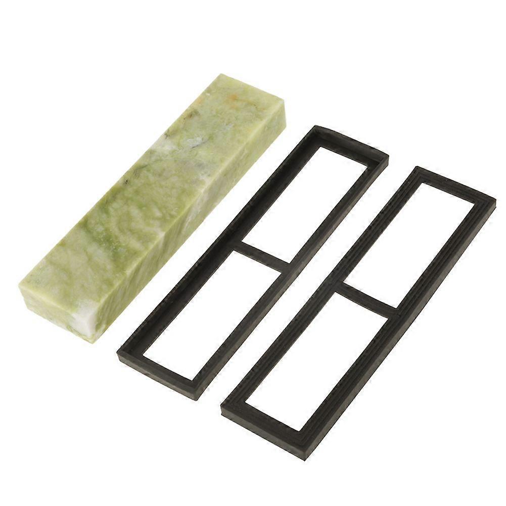 Natural Emerald Knife Sharpening Stone 10000 Grit Fine Whetstone Grindstone with Draining Base
