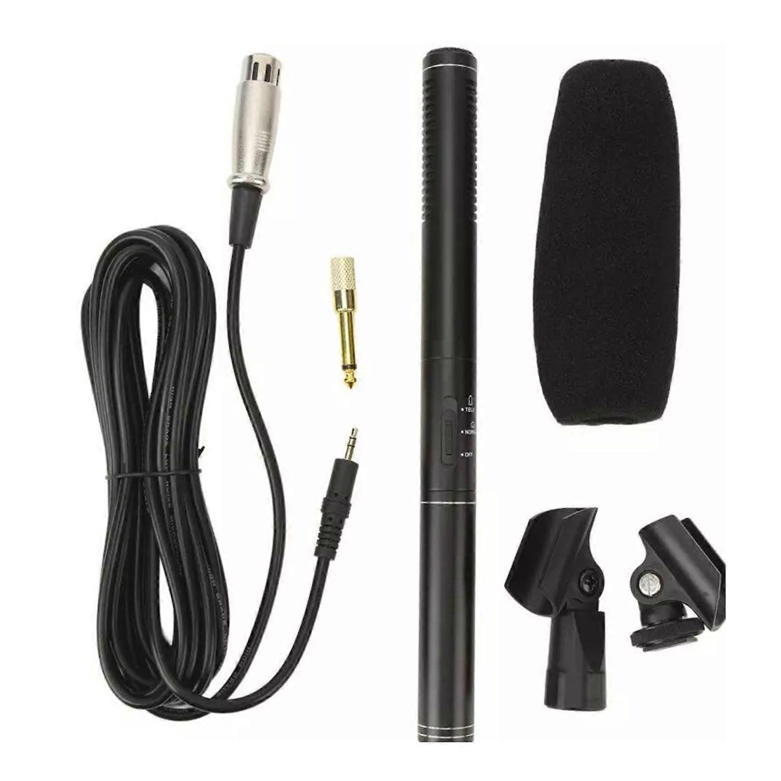 Shotgun Microphone ABS Metal Wired Professional Interview Microphone with XLR Cable Windscreen for Video Camcorder DSLR DV Cameras