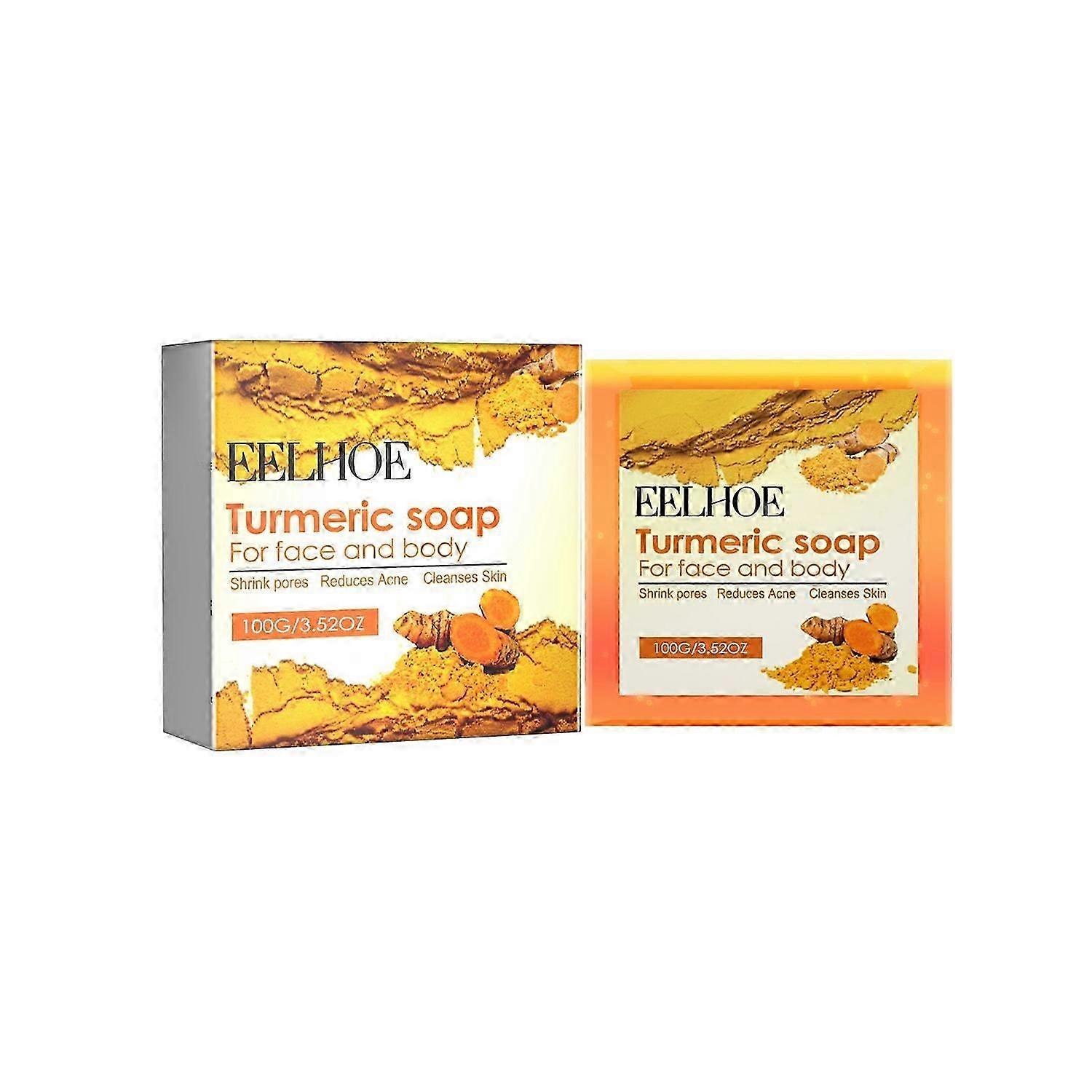 EELHOE Turmeric Soap, Deep Cleansing Pores Moisturizing Facial Skin Refreshing Oil Control Cleansing