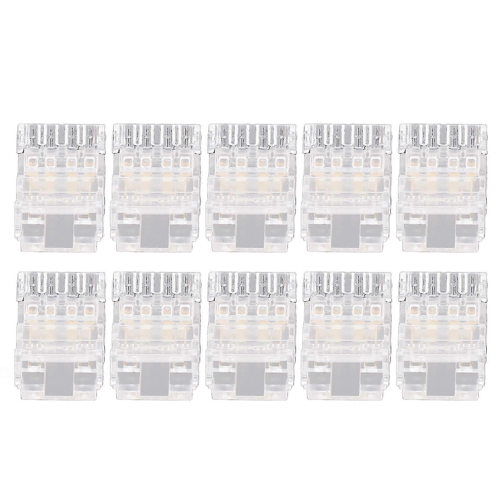 10Pcs COB LED Strip to Wire Connector 4Pin 10mm Transparent Solderless LED Adapter Connectors for Home School Office