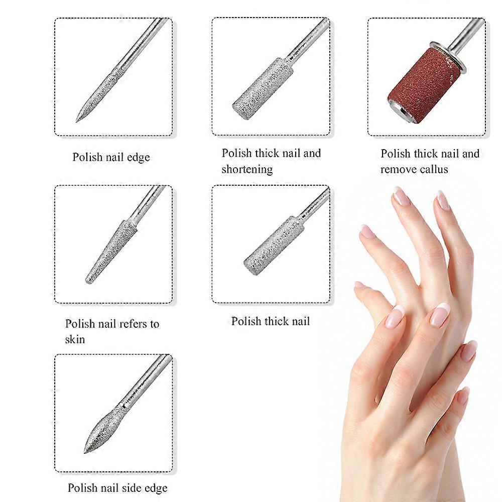 Pen Shape Electric Nail Drill Machine Art Salon Manicure File Polish Tool + 6 Bits