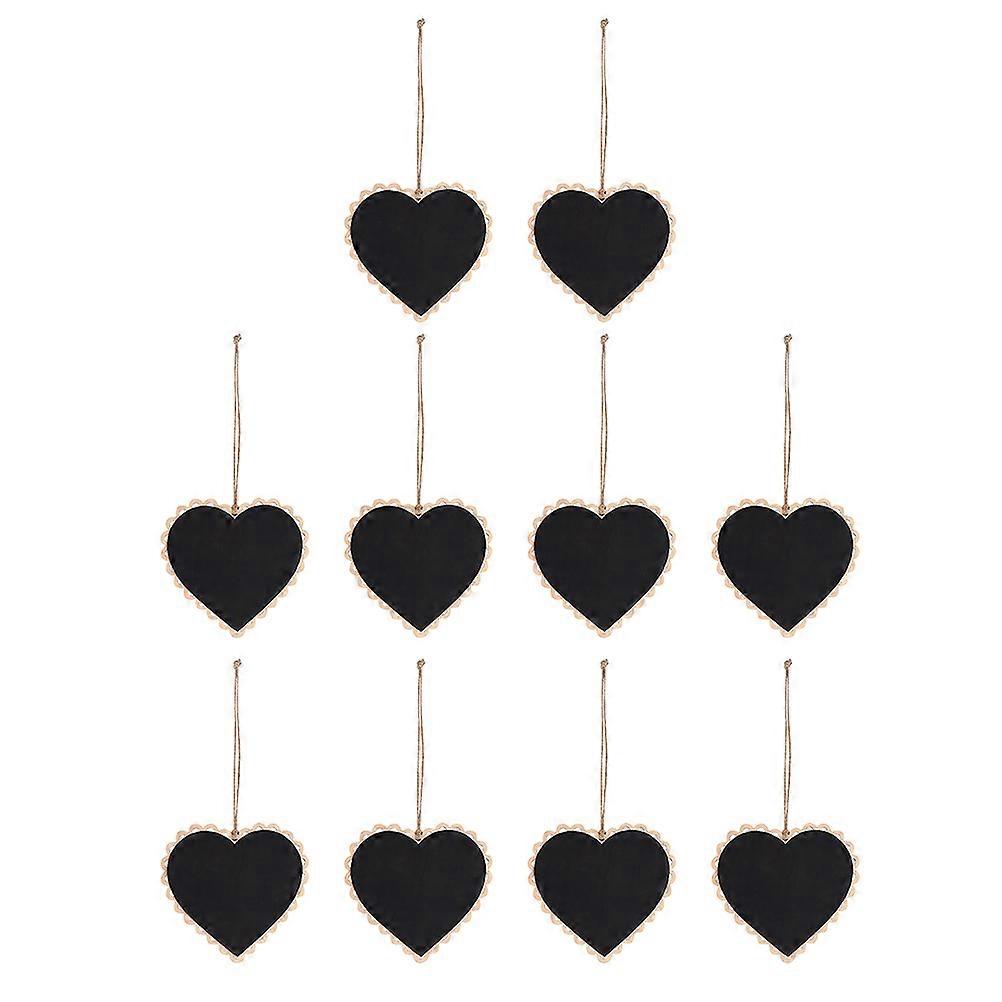Wooden Heart Hanging Blackboards for Writing Use 10Pcs Black