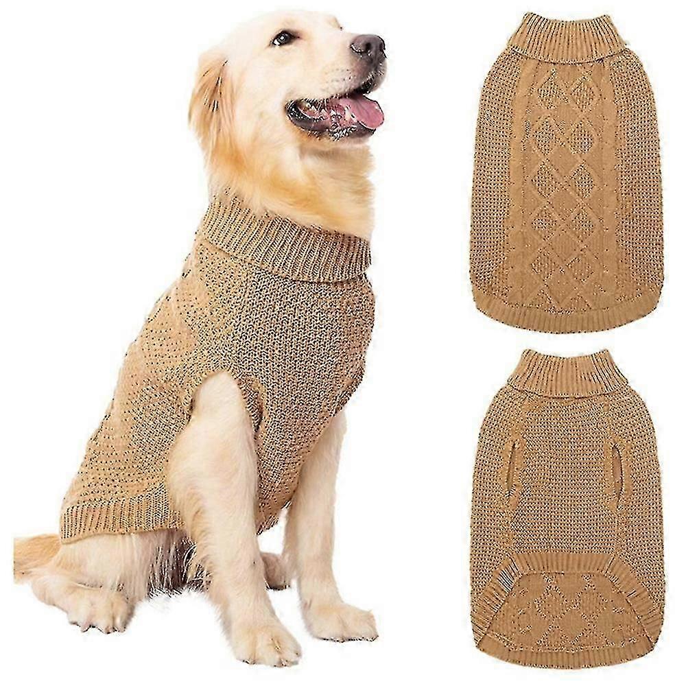 Pet Dog Cat Winter Warm Knitted Jumper Puppy Twist Cable Knitted High Neck Stretch Sweater Knitwear-hibn-hibn
