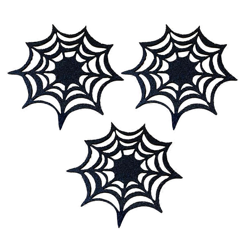 Halloween Placemat Spider Web Felt Coasters for Decoration 3Pcs
