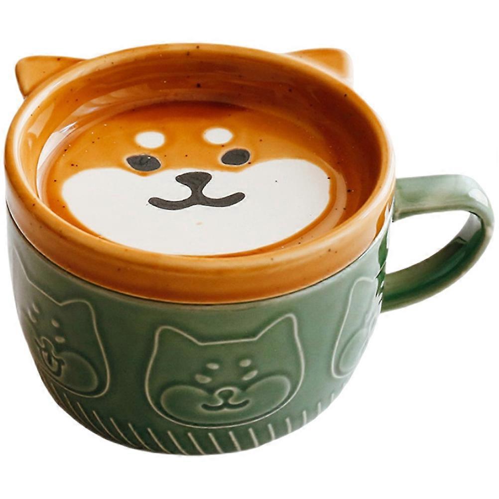 Character Mugs Ceramic Coffee Cup for Office Use Green Ceramic Practical Design 1Set