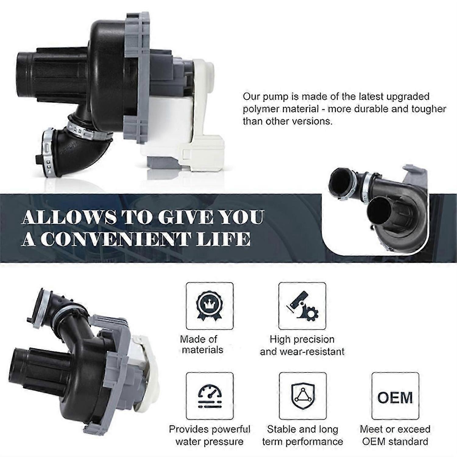 Replacement W11084656 for Whirlpool Kenmore Dishwasher Drainage Pump Assembly