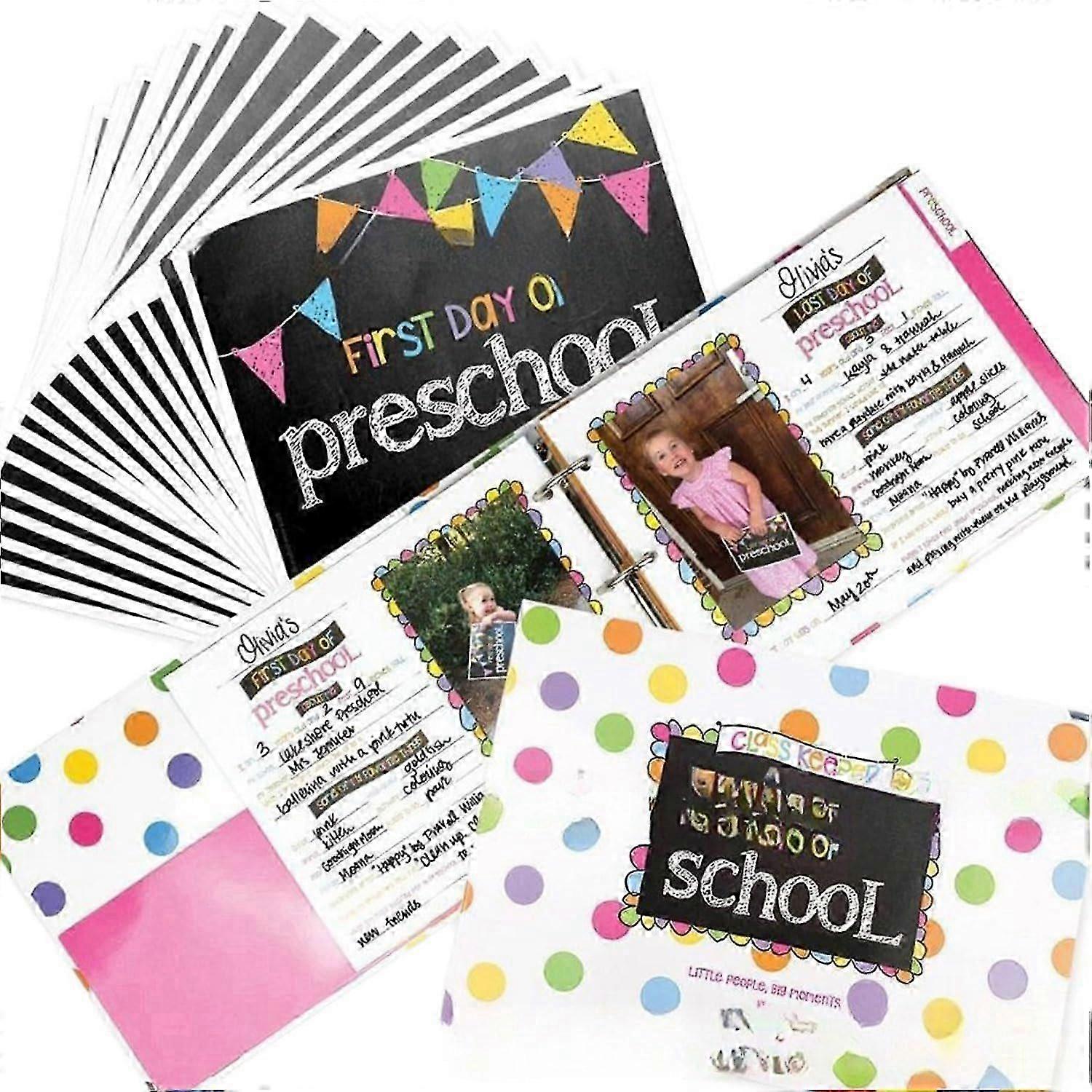 School Days Memory Album: First and Last Day Keepsake Book with Reusable Photo Props for Childhood Memories