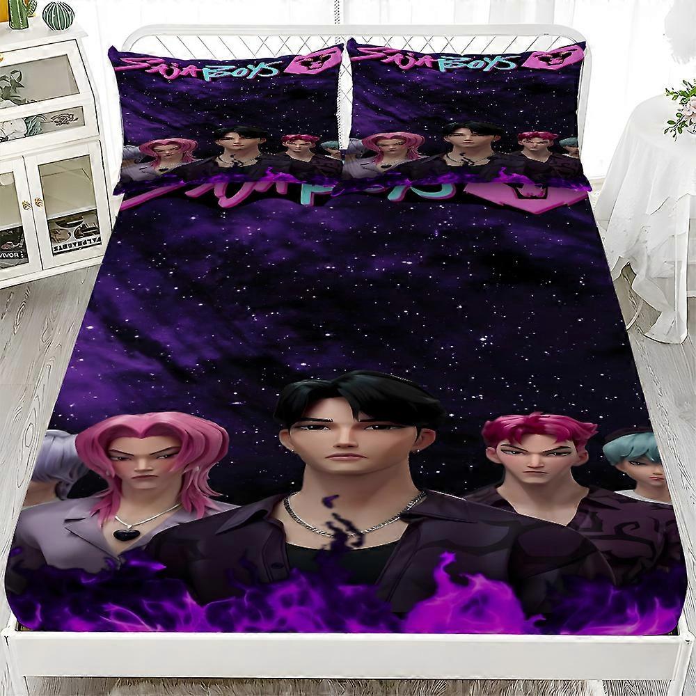 Bedding set witch hunter group fitted sheet set two pillowcases