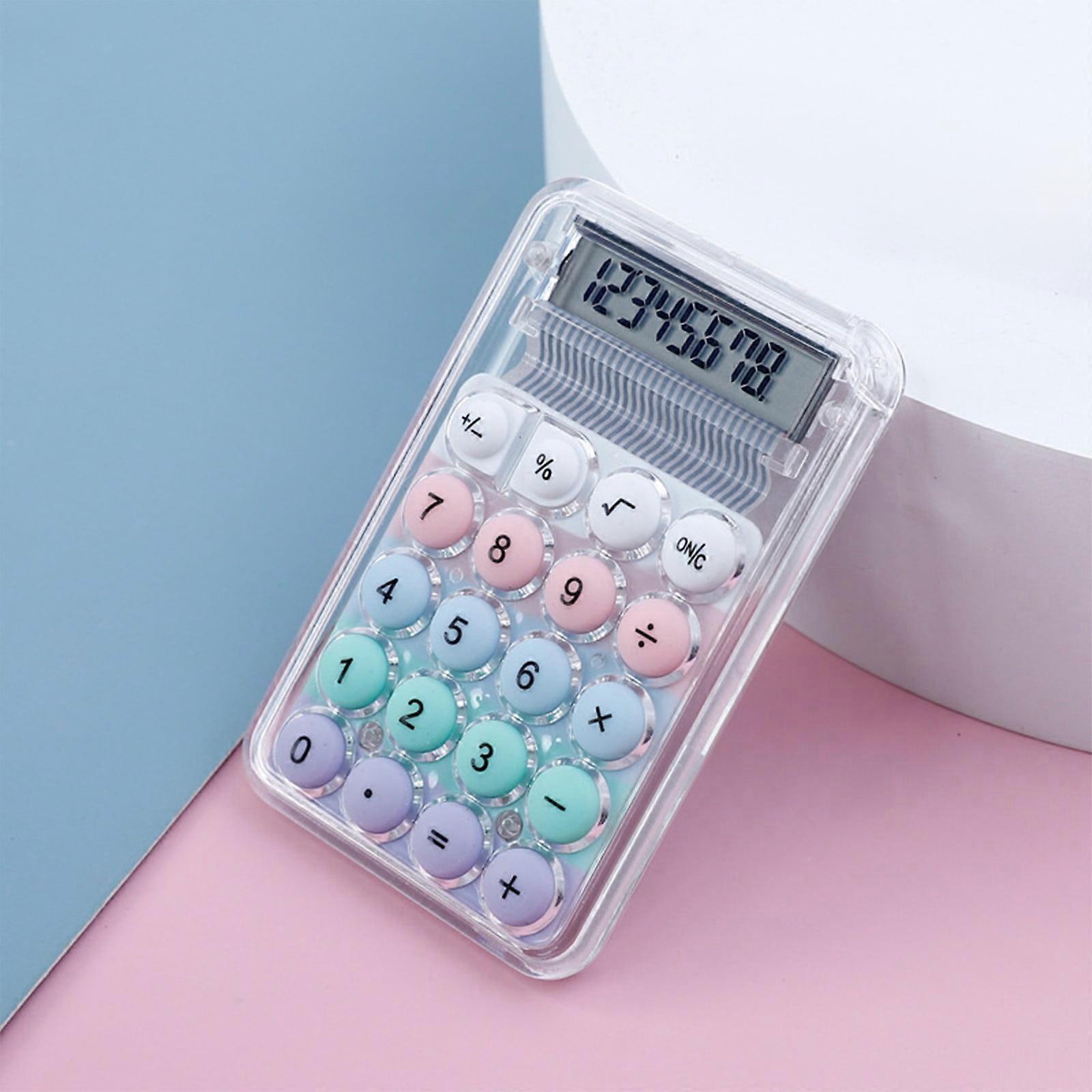 Yyuenw Mini Color Doppler Calculator for Students - Cute, Portable Transparent 4-Function Calculator, Office Supplies for Middle School