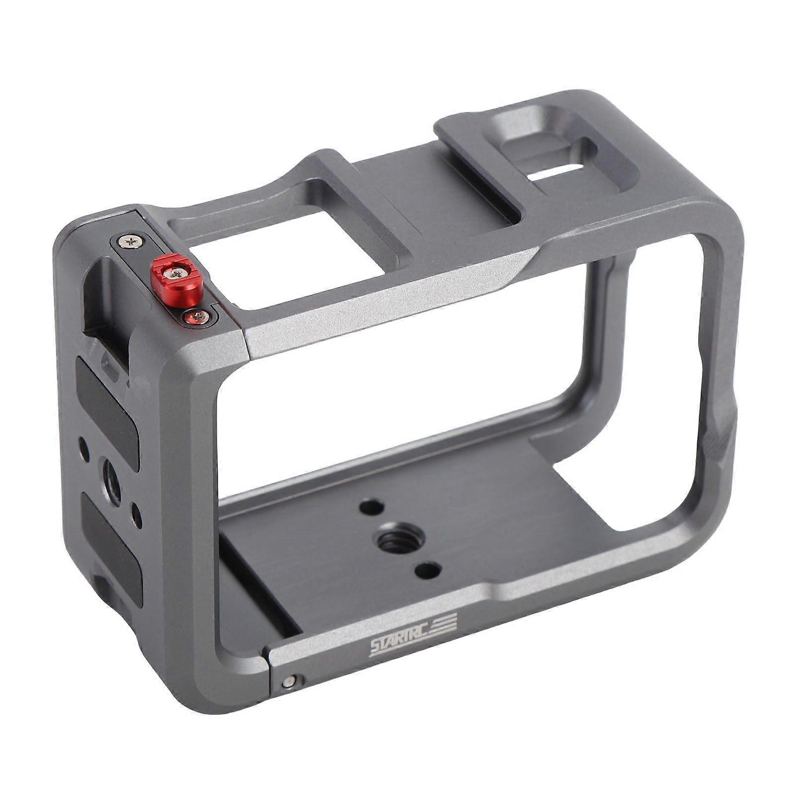Action Camera Cage Quick Release Metal Protective Frame with Cold Shoe Port 1/4 Inch Threaded Port for Action 5 Pro