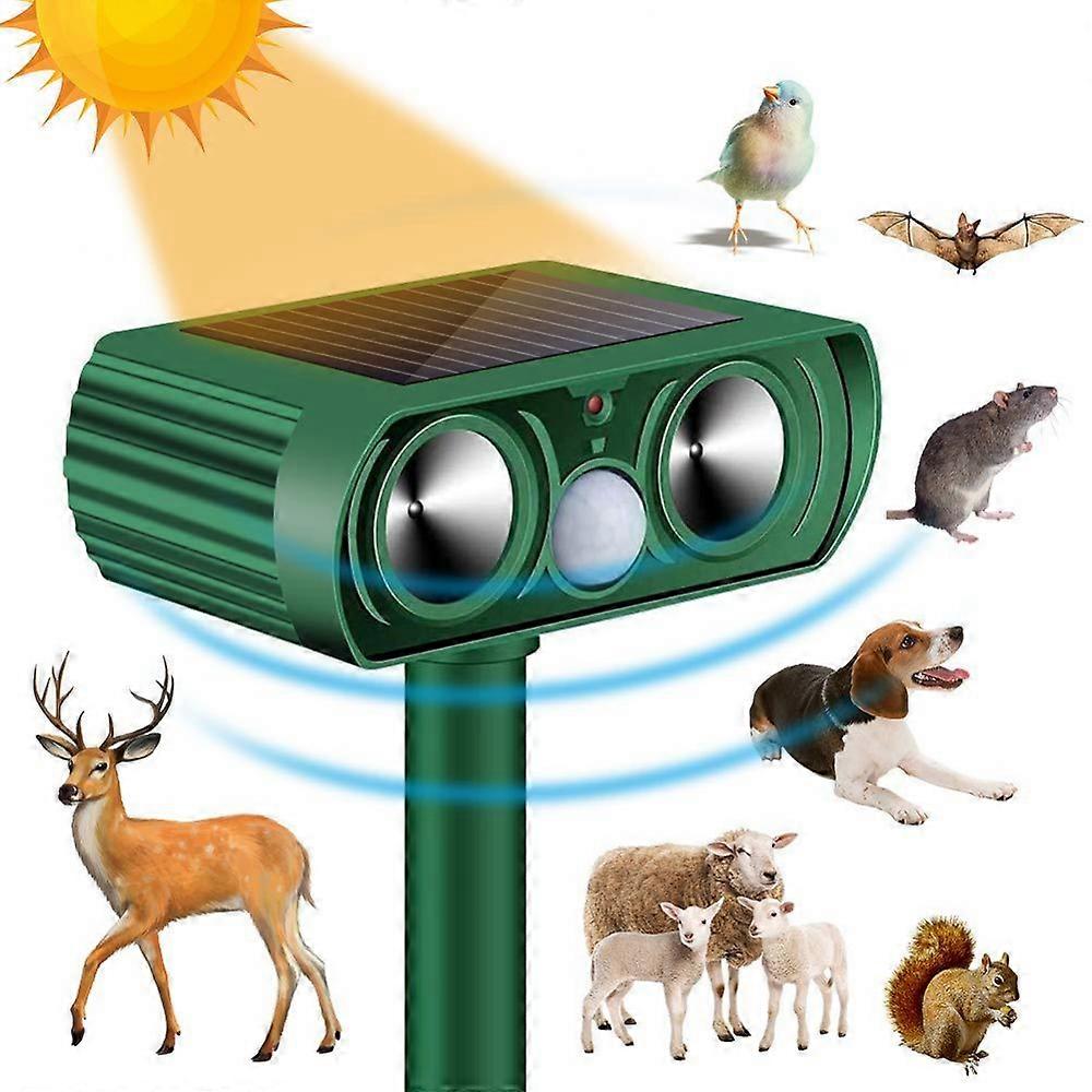 Solar Ultrasonic Cat Repeller Outdoor Cat Repellent Adjustable Sensitivity and Frequency Ultrasonic Cat Repellent for Repelling Pests Garden Prot