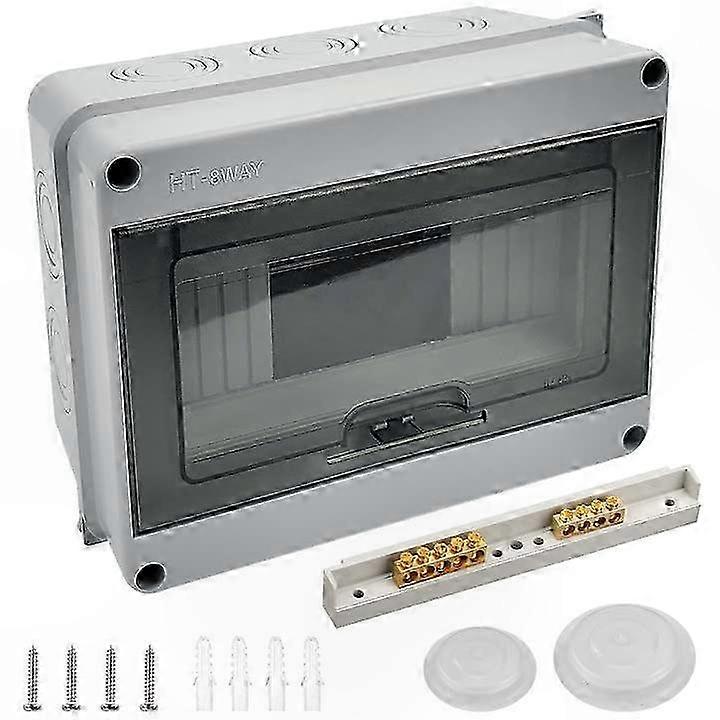 Weatherproof Outdoor Electrical Enclosure, 8-Module ABS Plastic Junction Box for Control Cabinets
