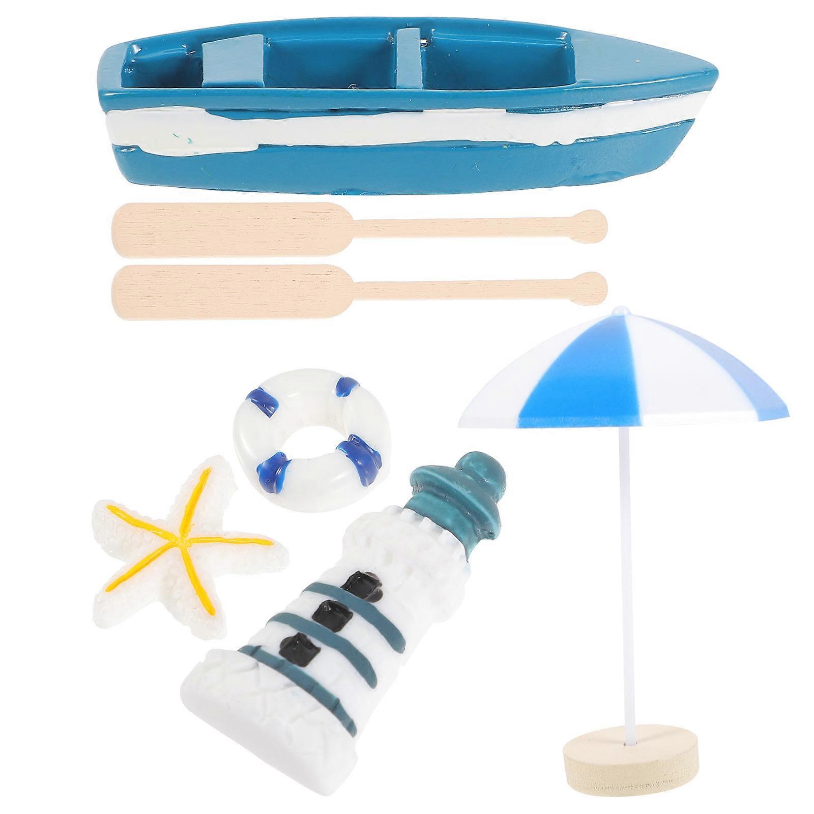Resin Sailboat Decor for Home Use Mediterranean Style 4Sets