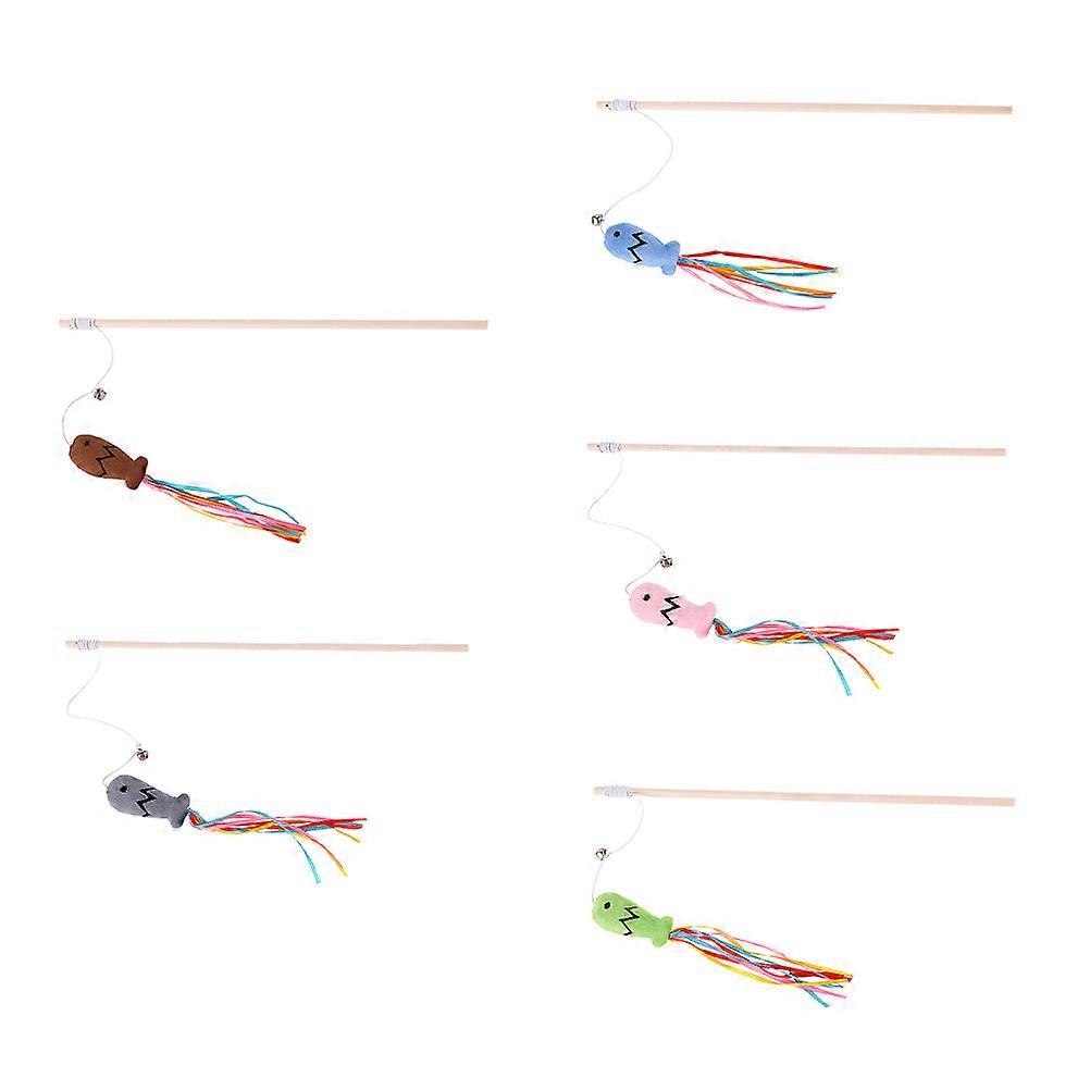 Interactive Cat Teasing Stick Made of Plush and Wood 10Pcs