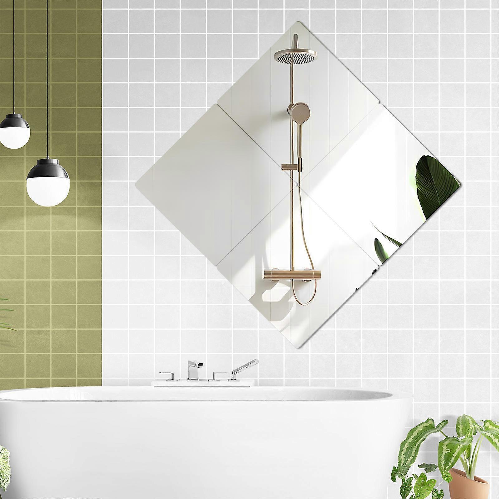 Self Adhesive Mirror Tiles for Wall 4Pcs Shatterproof Acrylic Mirror Sheets