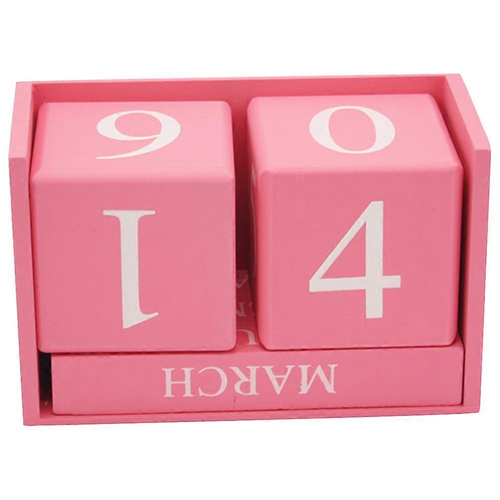 Office Desktop Calendar for Daily Schedule 3Pcs Pink Wooden Tabletop Calendar