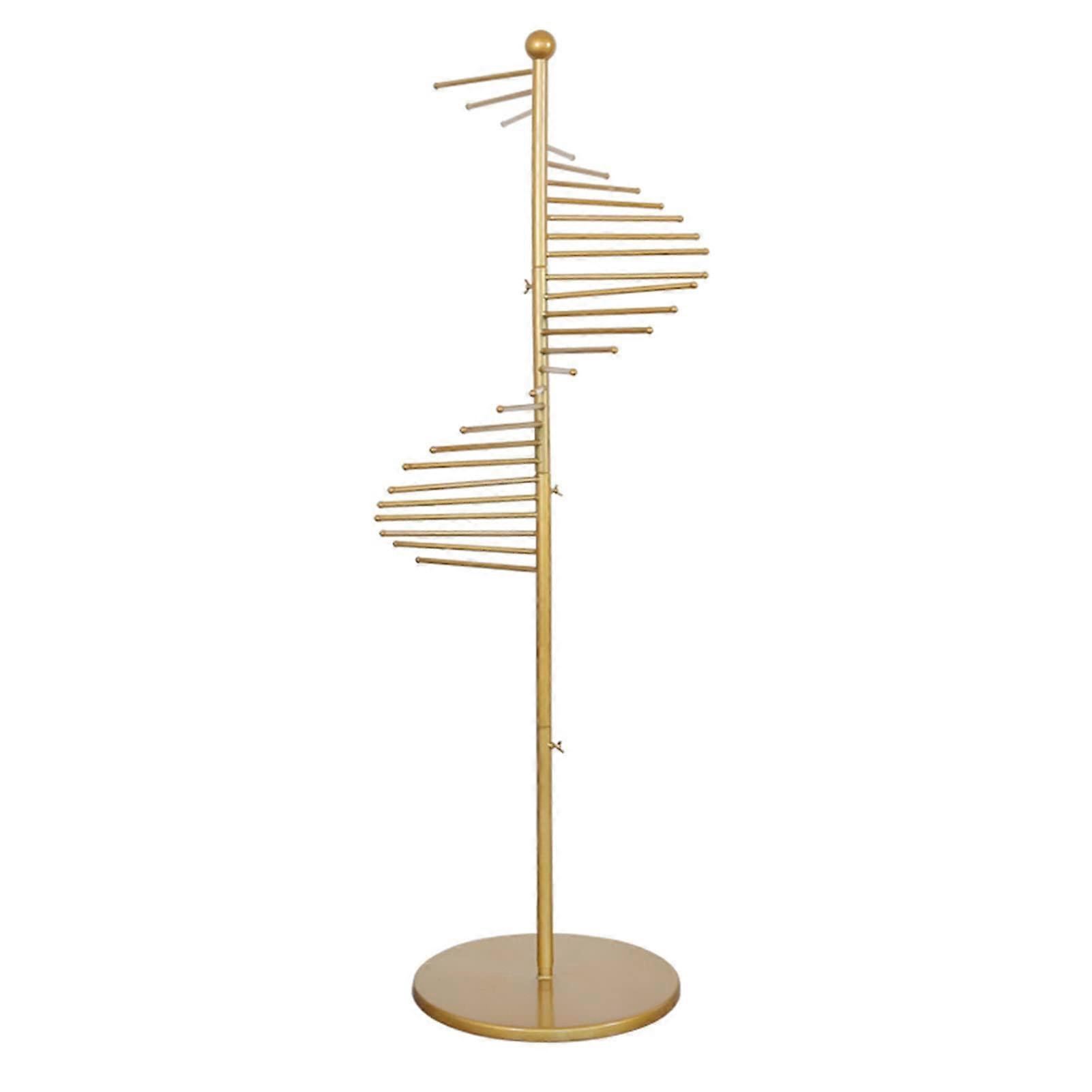 Spiral Scarf Display Stand - Metal Rack for Silk Scarves, Multi-Purpose Organizer for Belts, Ties, Pants - Gold Finish