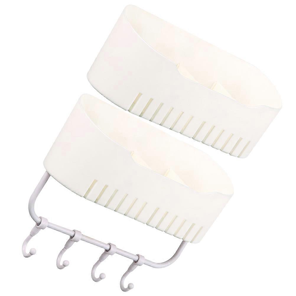 Bathroom Storage Rack Shower Organizer for Storage 4Pcs White Wall Mounted