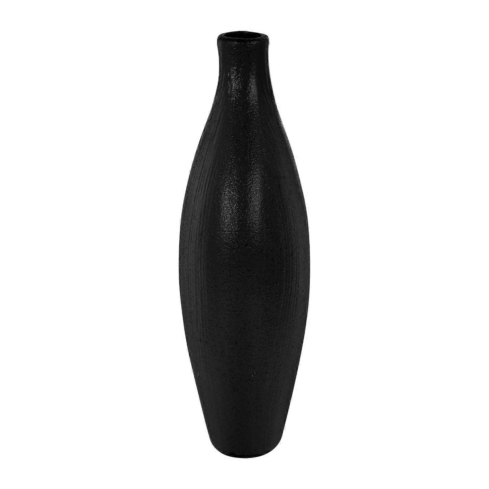 Home Ceramic Vase Vertical Stripe Vase for Decor 2Pcs Black