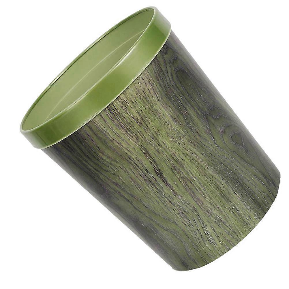 12L Round Garbage Bin Imitation Wood Grain Trash Can Organizer For Indoor Use Multi Color 1Set
