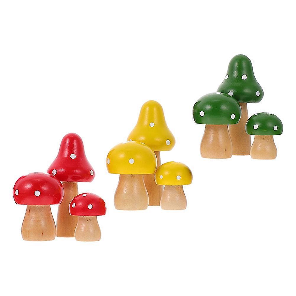 Decorative Miniature Mushrooms Garden Decor Red Mushroom Shaped Bonsai Decorations 3Sets