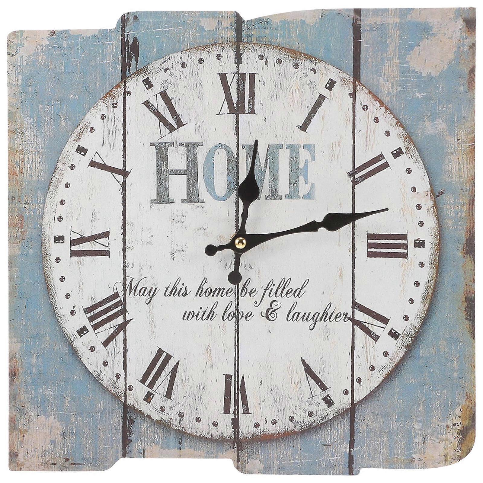 Vintage European Clock Rustic Wooden Square Wall Clock for Decor 2Pcs