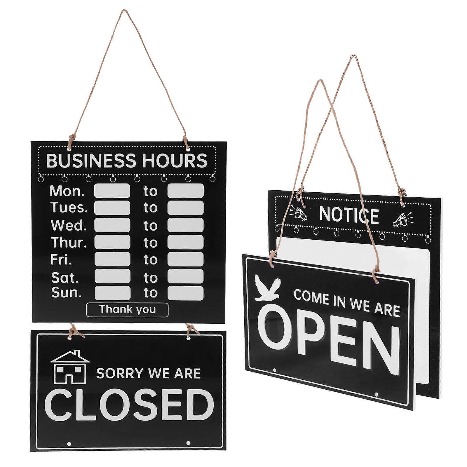 Erasable Writable Open Closed Sign Menu Information Display Stylish Business Time Sign for Restaurants 24.80X23.50X1.00CM 1 Set