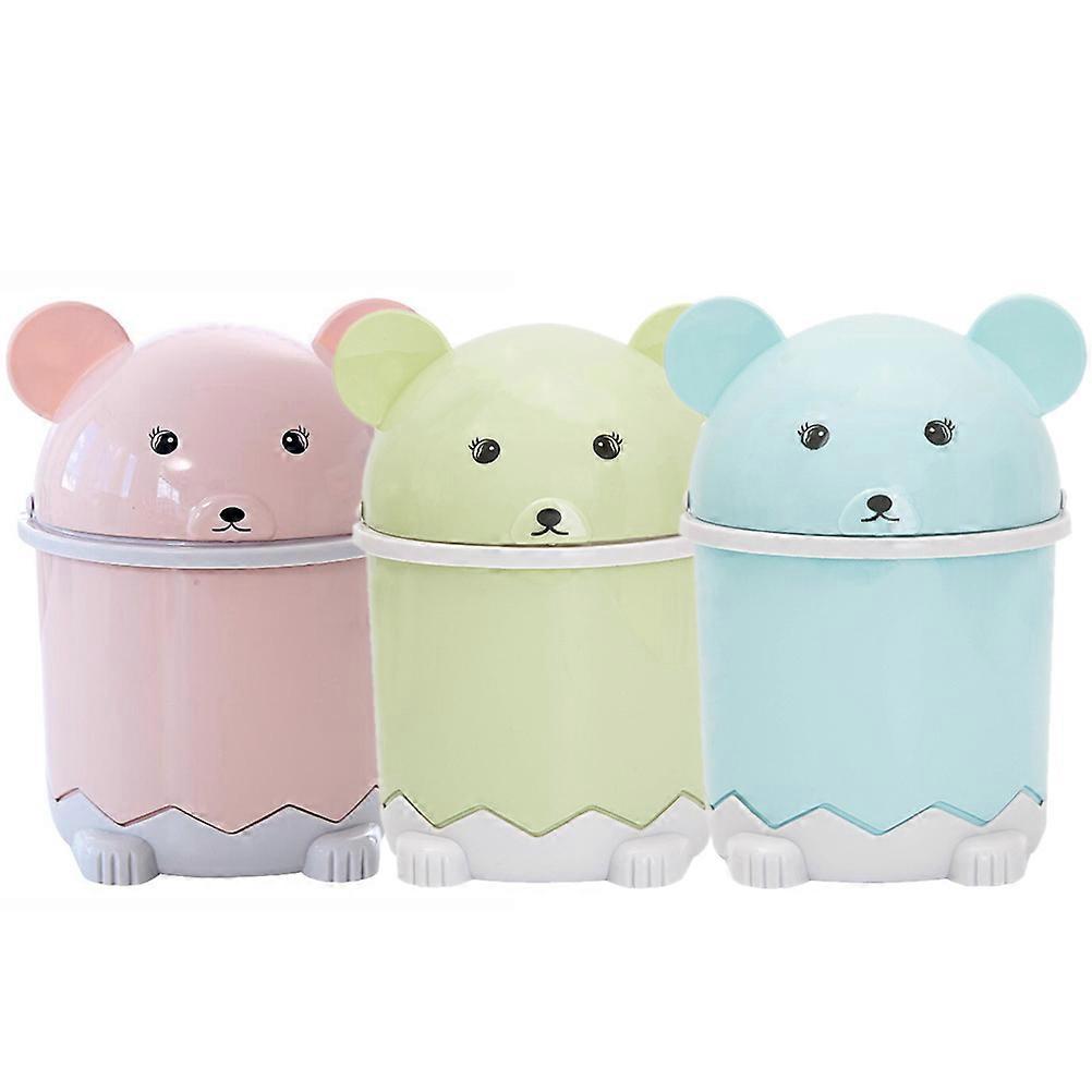 Small Trash Bin with Lid for Desktop Use with 12Pcs Lovely Trash Can