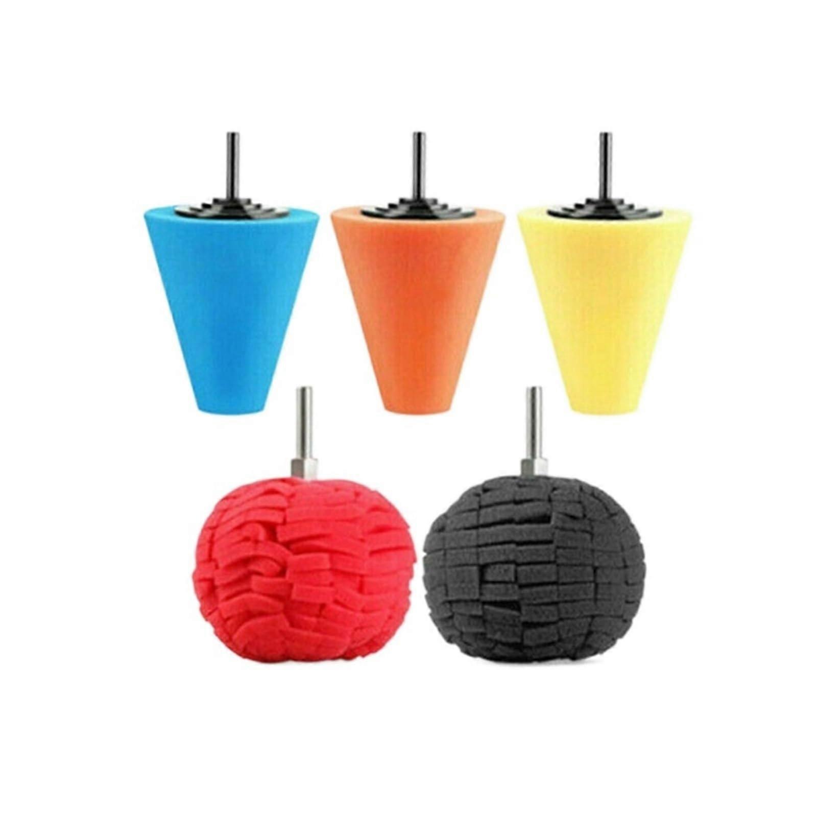 Burnishing Foam Sponge Polishing ConeShaped Buffing Pad 5Piece Set For Car Wheel Hub Tool Automotive Wheel Polishing
