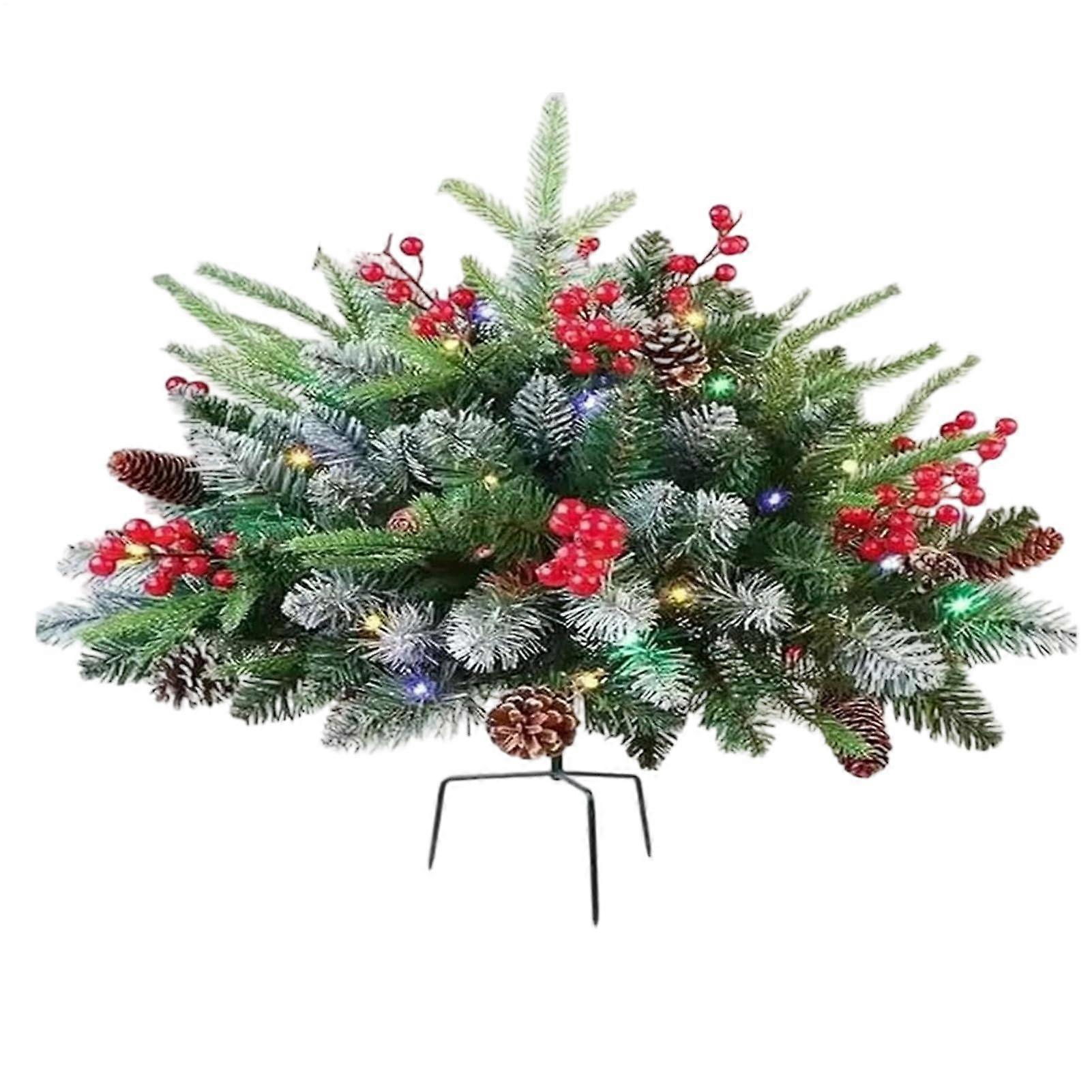 Prelit Christmas Urn Filler with 60 LED Lights, 8 Lighting Modes, Timer for Planters, Patios, and Driveways