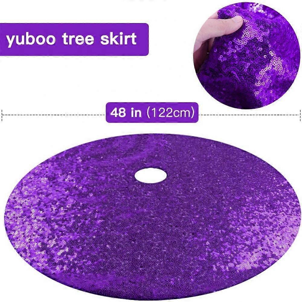 Gold Christmas Tree Skirt,48" Sequin Double Layers Tree Mat Xmas Tree Decorations