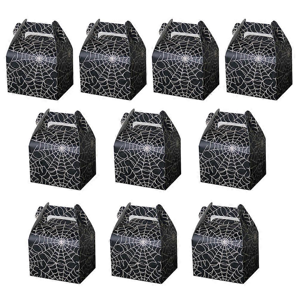 Halloween Treat Boxes Candy Box for Party 10Pcs Black Spiderweb Design