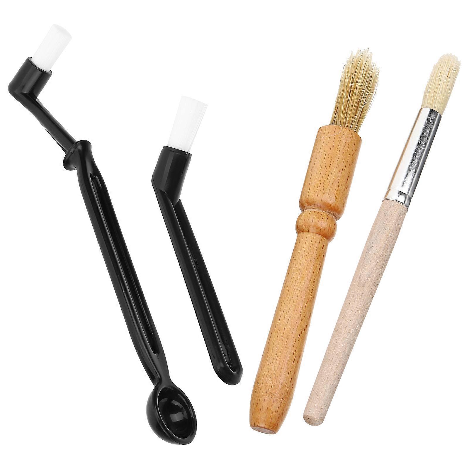 Coffee Machine Brush Handle for 4Sets Coffee Grinder Powder Cleaning Brush