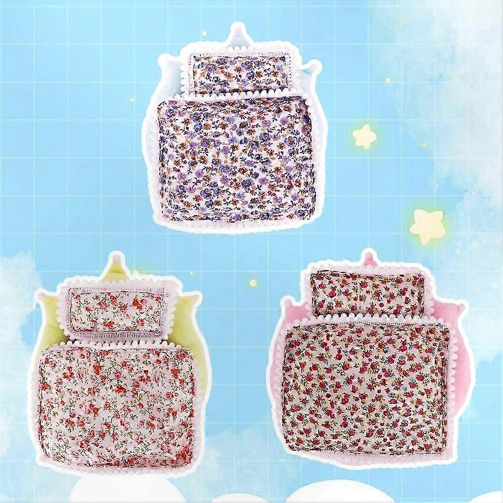 Small Plush Doll Accessory Kit with Bedding and Pillow Set