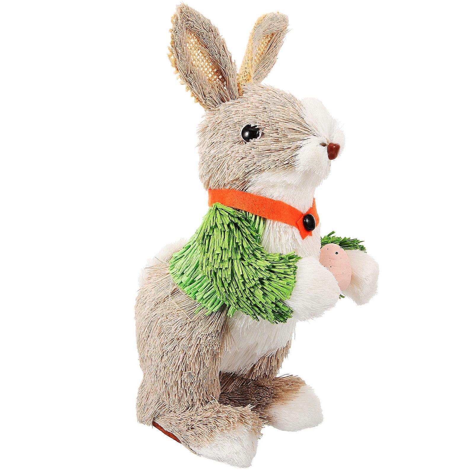 Straw Woven Rabbit Shape Figurine Multi Color Photo Prop 3Pcs Ideal for Garden Decoration and Home Use