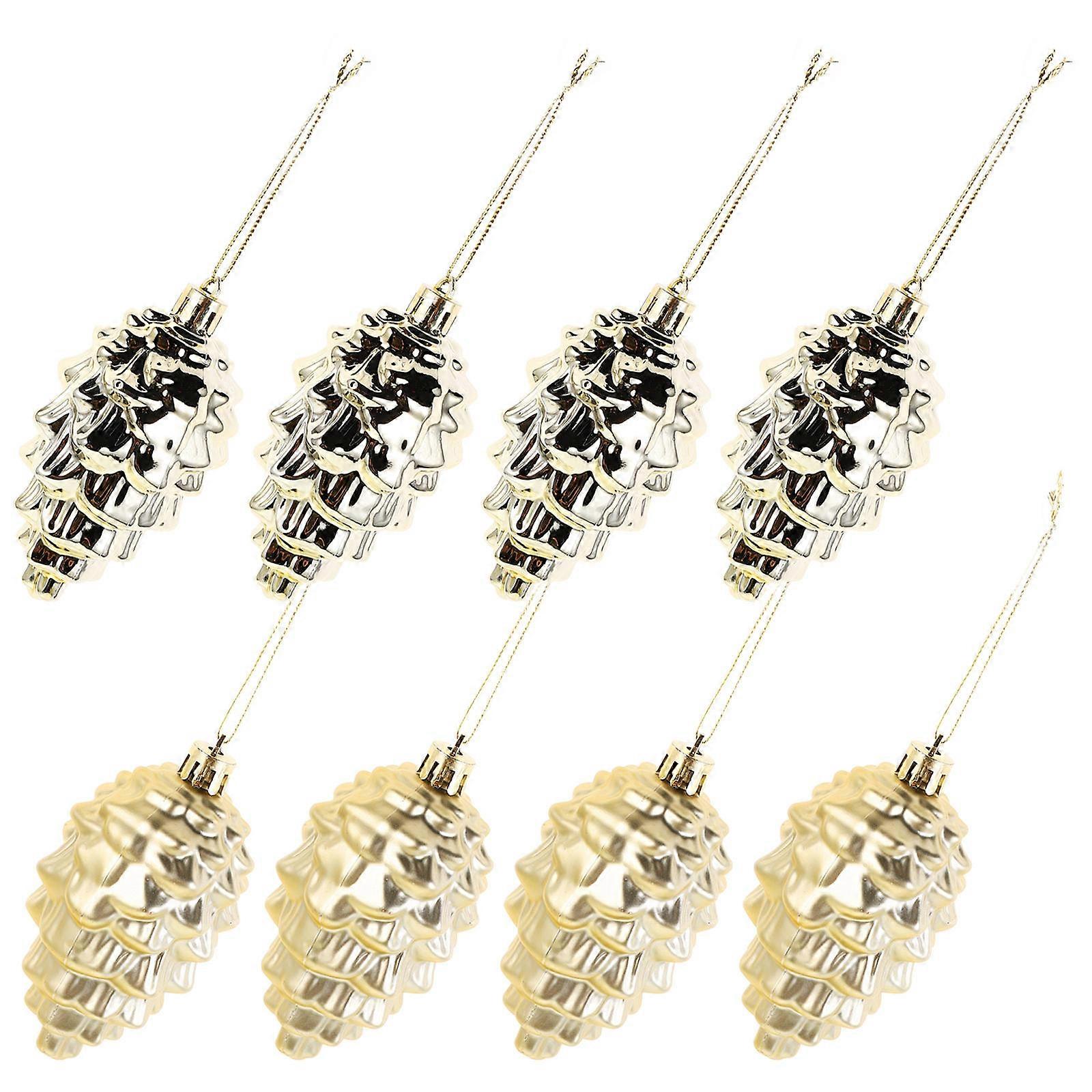 Christmas Pinecone Ornaments Golden Plastic Tree Decorations 24Pcs