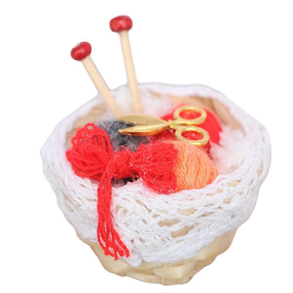 Dollhouse Scene Layout 2 Sets Mini Model Knitting Kit Crafting Space Adorable Decoration Props