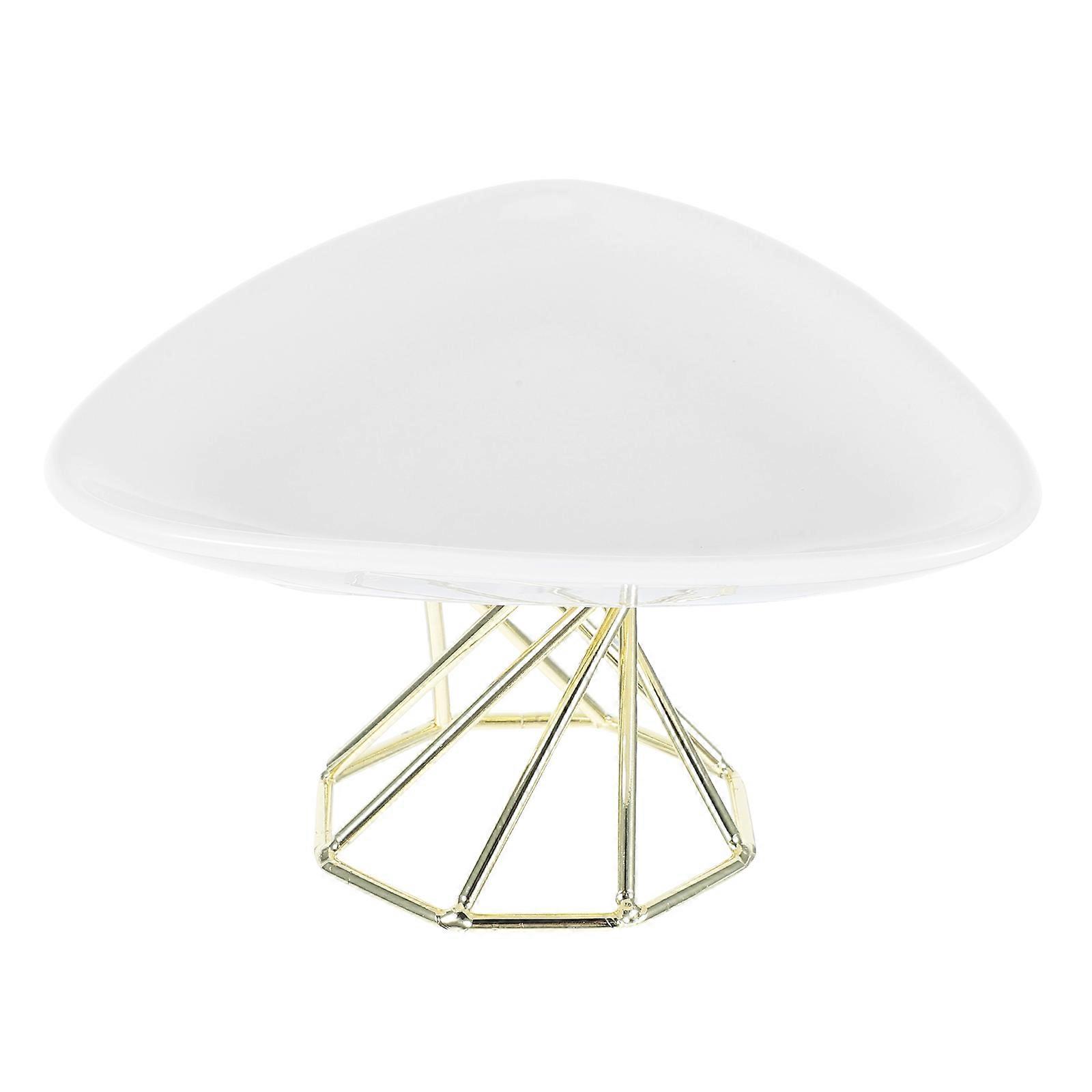 White Ceramic Cake Stand for Serving 4Pcs Round Cupcakes Platters