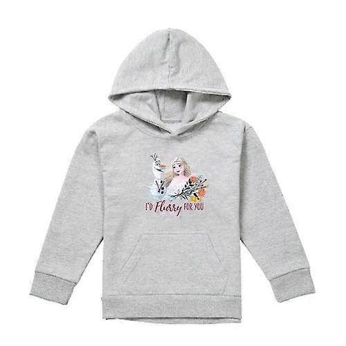 Frozen Childrens/Kids I'd Flurry For You Elsa & Olaf Heather Valentine's Day Pullover Hoodie