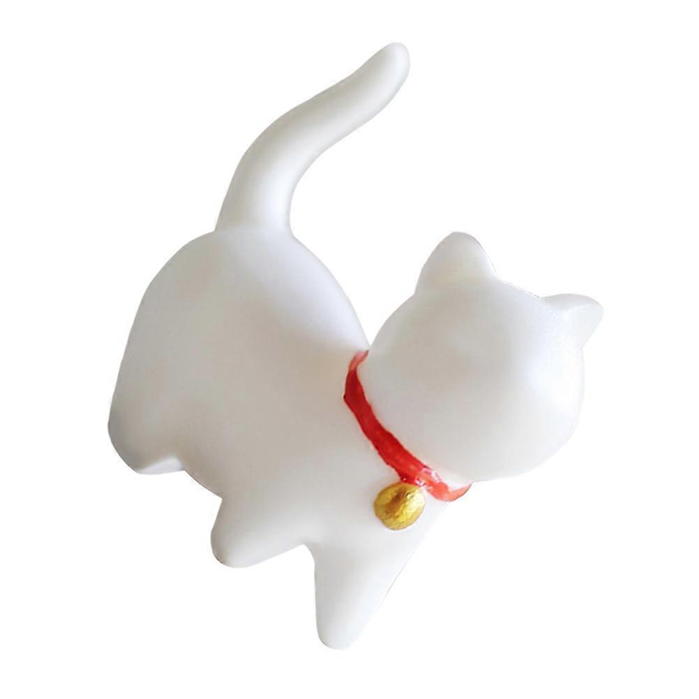 Mini Cat Figurines for Tabletop Adornment White Porcelain 2Pcs